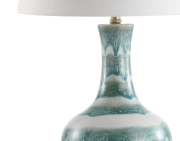 Tucker 30.5" Striped Ceramic/Metal LED Table Lamp - JONATHAN Y